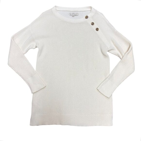 LOFT Neutral Cream White Knit Sweater - Picture 2 of 5